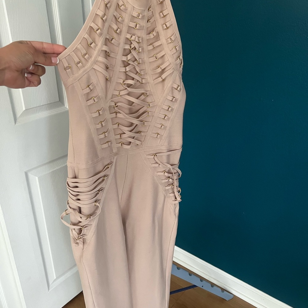 Bella Barnett Elegant Sexy Tan Jumpsuit